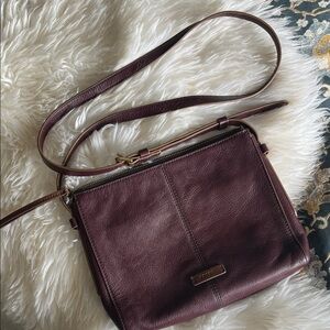 Fossil Deep Burgundy Leather Crossbody Bag